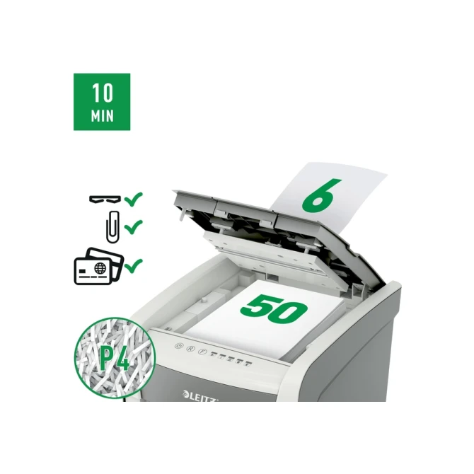 Papiervernietiger Leitz IQ Auto+ Small Office 50X P4 snippers 4x28mm