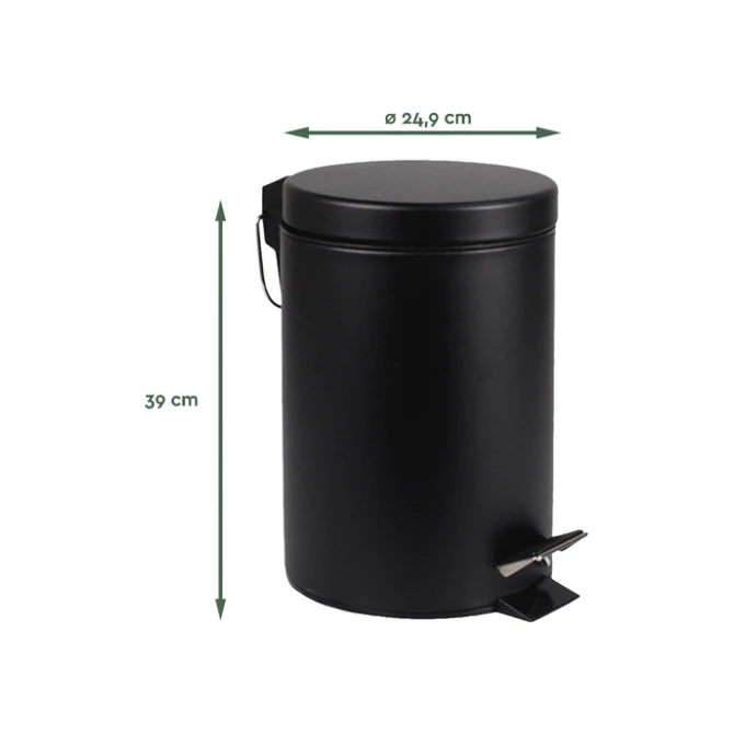 Pedaalemmer BRASQ 12 liter zwart