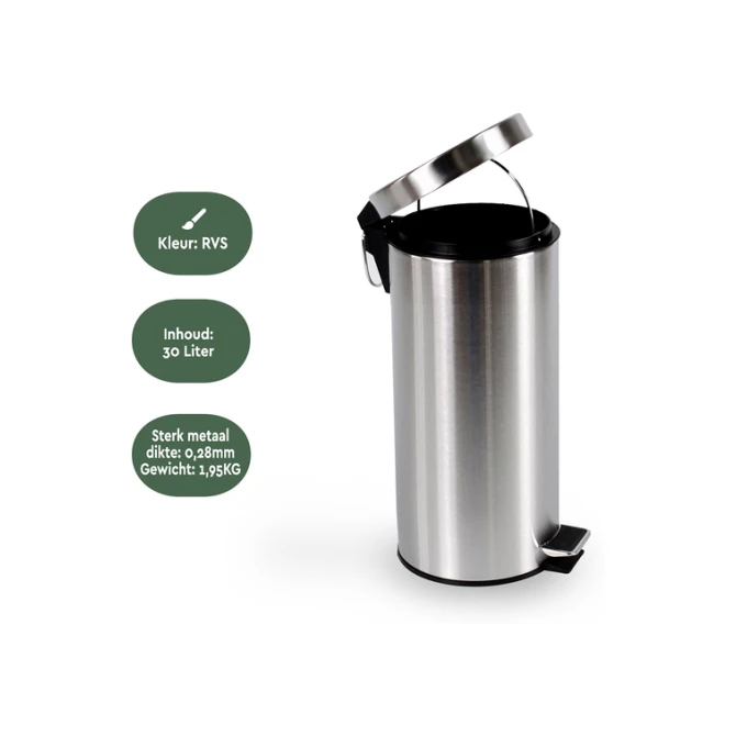 Pedaalemmer BRASQ 30 liter rvs