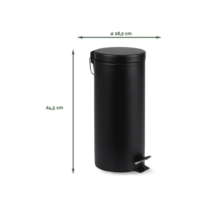 Pedaalemmer BRASQ 30 liter zwart