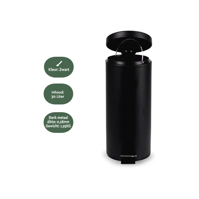 Pedaalemmer BRASQ 30 liter zwart