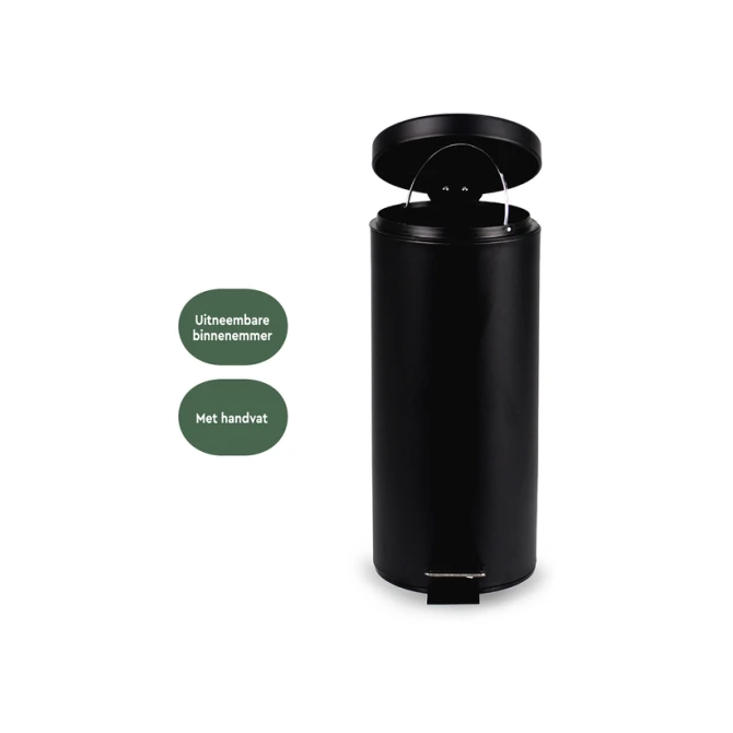 Pedaalemmer BRASQ 30 liter zwart