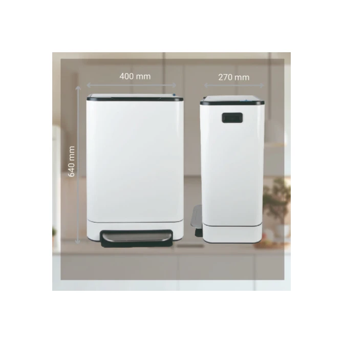 Pedaalemmer Desq 40 liter RVS wit