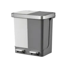 Pedaalemmer EKO Hana Duo Recycling 2x10 liter grijs wit Pedaalemmer EKO Hana Duo Recycling 2x10 liter grijs wit