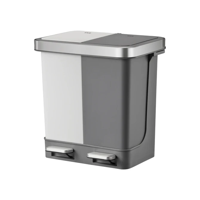 Pedaalemmer EKO Hana Duo Recycling 2x10 liter grijs wit