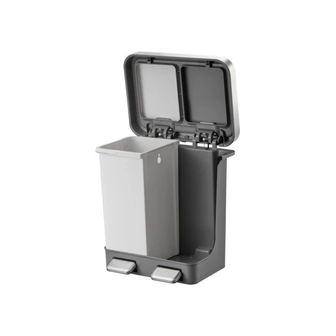 Pedaalemmer EKO Hana Duo Recycling 2x10 liter grijs wit