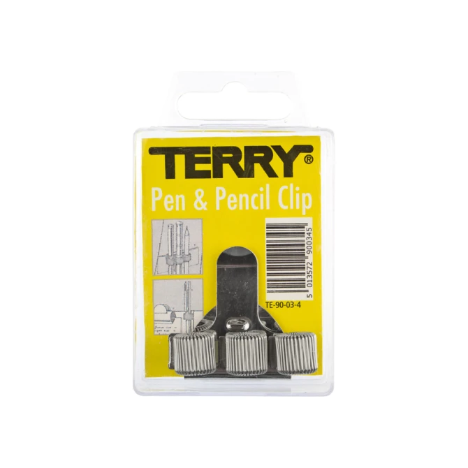Penhouder Terry clip voor 3 pennen/potloden zilverkleurig
