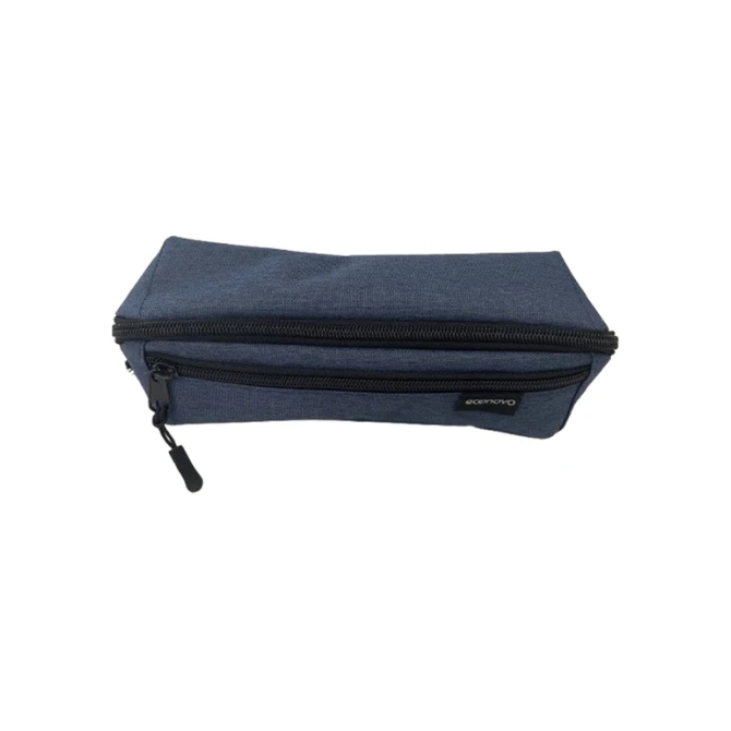 Pennenetui Econovo met 2 ritsluitingen blauw