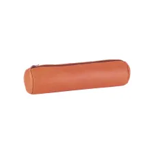 Pennenetui Oxford 22x6cm leer rond karamelbruin