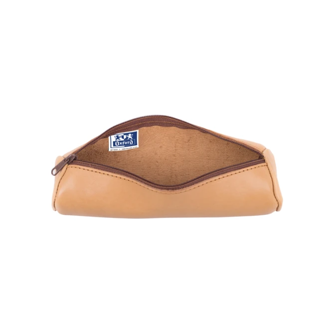 Pennenetui Oxford 22x6cm leer rond naturel