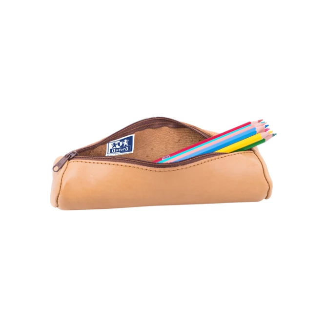 Pennenetui Oxford 22x6cm leer rond naturel
