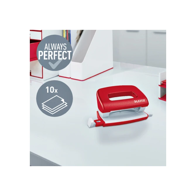 Perforator Leitz NeXXt WOW mini 10 vel rood Perforator Leitz NeXXt WOW mini 10 vel rood