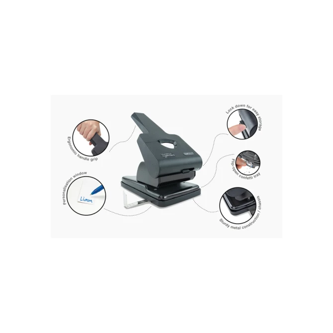 Perforator Rapesco Germ-Savvy Heavy Duty HD865-P antibacterieel 2-gaats zwart
