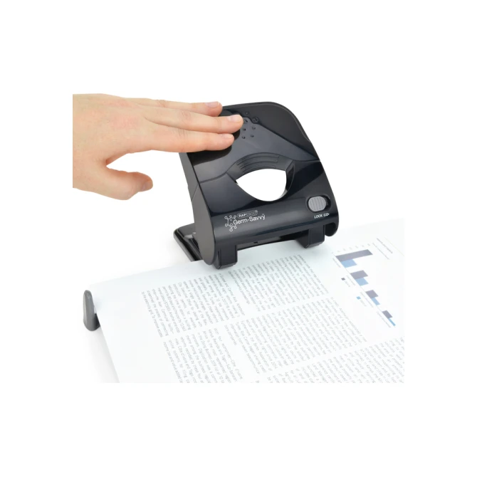 Perforator Rapesco Germ-Savvy Less Effort Eco X5-40ps antibacterieel 2-gaats zwart