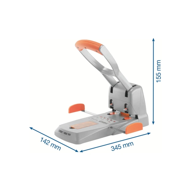 Perforator Rapid Supreme HDC150/2 heavy duty 2-gaats 150 vel zilver/oranje