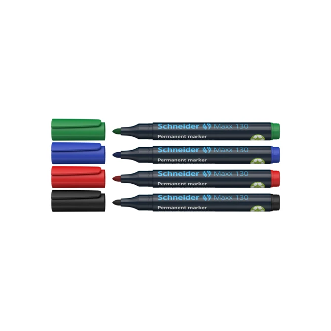 Permanent marker Schneider Maxx 130 rond 1-3mm assorti 4 stuks