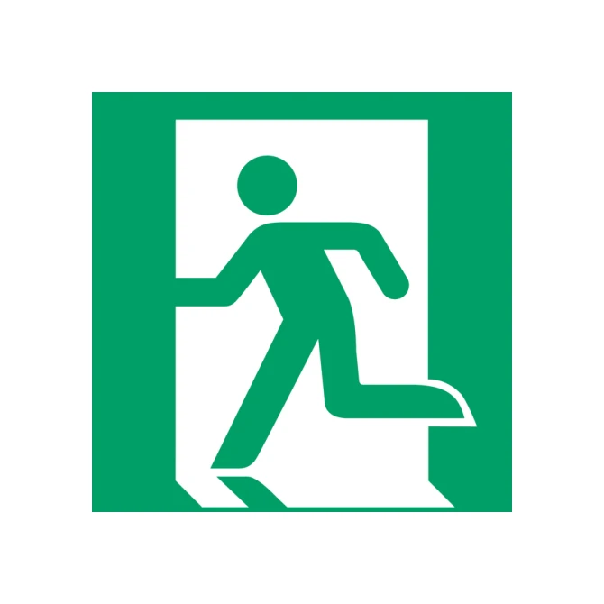 Pictogram bordje Djois Nooduitgang links 200x200mm groen