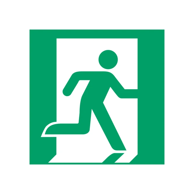 Pictogram bordje Djois Nooduitgang rechts 200x200mm groen