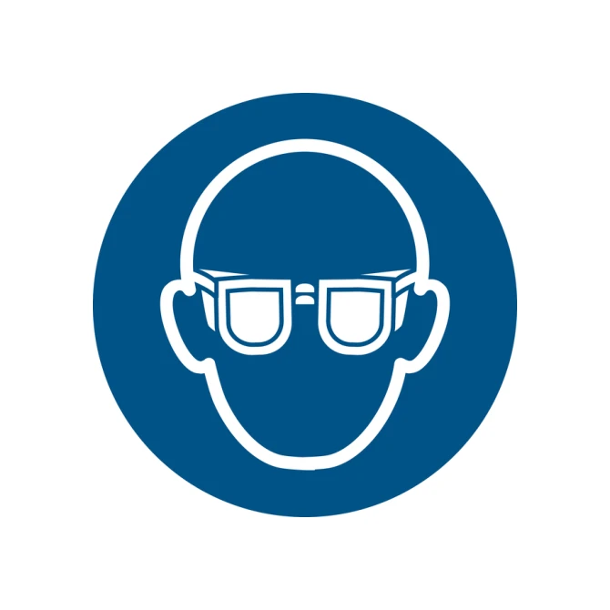 Pictogram bordje Djois Oogbescherming verplicht Ø200mm blauw