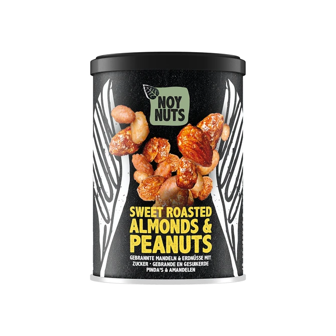 Pinda's NoyNuts gesuikerd en gebrand met amandelen blik 135 gram
