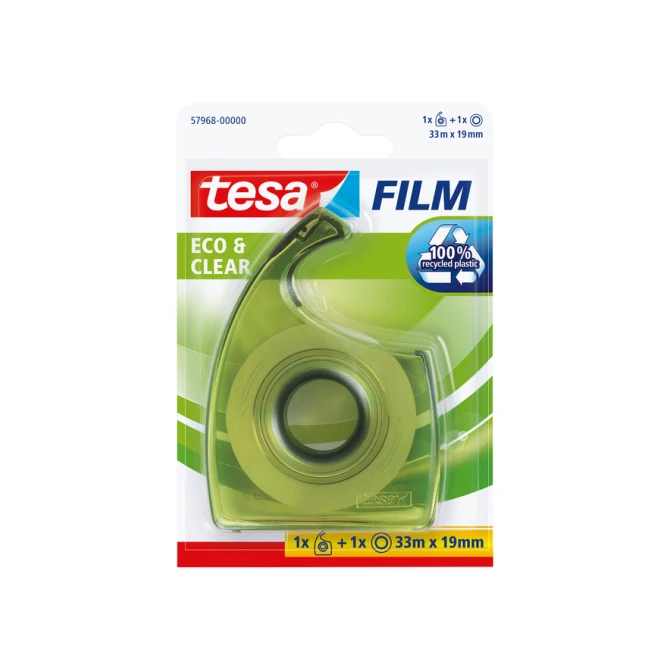Plakband handdispenser tesafilm® Eco & Clear 33mx19mm transparant blister