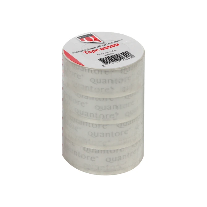 Plakband Quantore 19mmx25m transparant 4 rollen
