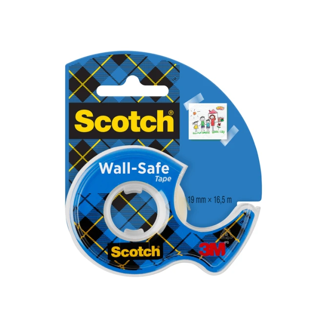 Plakband Scotch 19mmx16.5m Wall Safe + handdispenser