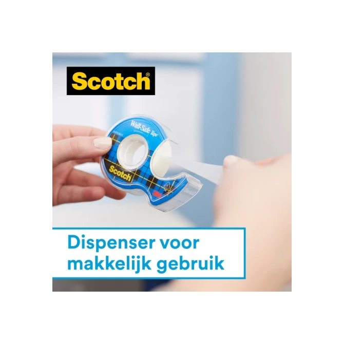 Plakband Scotch 19mmx16.5m Wall Safe + handdispenser