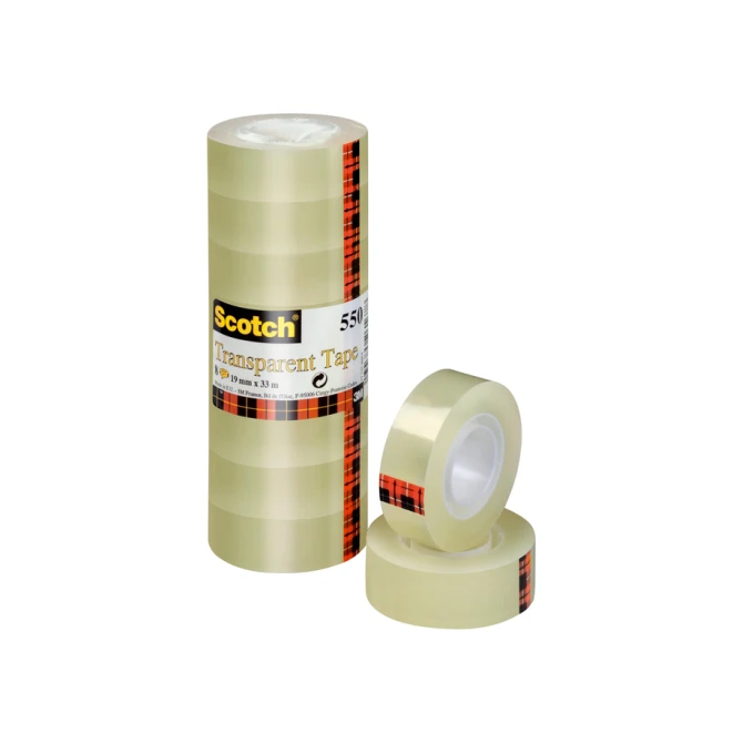 Plakband Scotch 550 19mmx33m transparant 8 rolllen