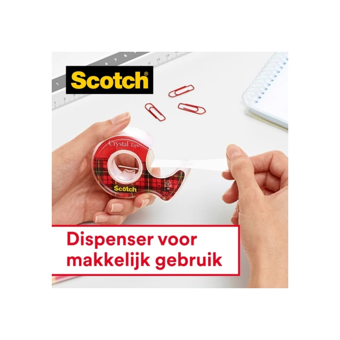 Plakband Scotch Crystal 600 19mmx25m transparant + handdispenser