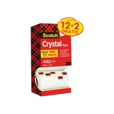 Plakband Scotch Crystal 600 19mmx33m transparant 12+2 gratis