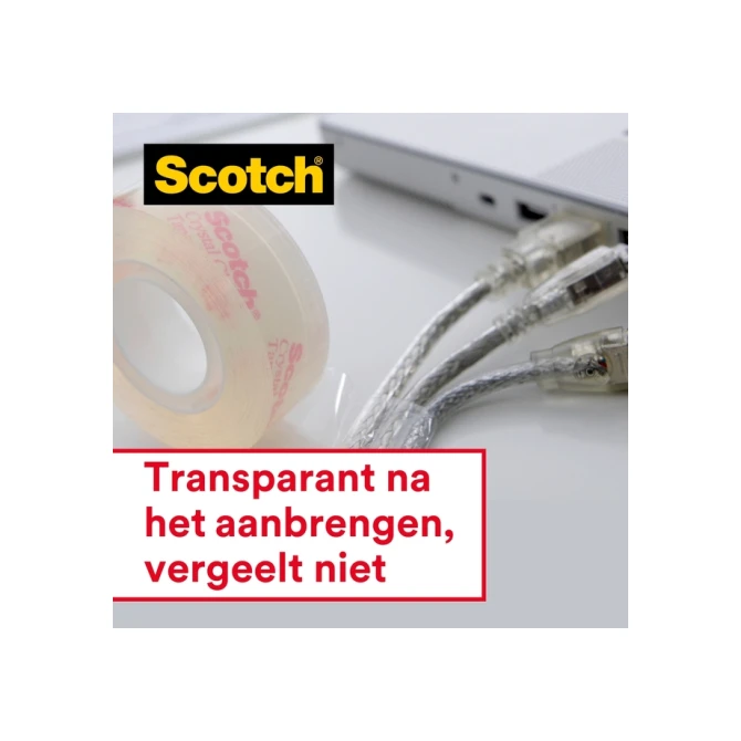 Plakband Scotch Crystal 600 19mmx33m transparant 7+1 gratis