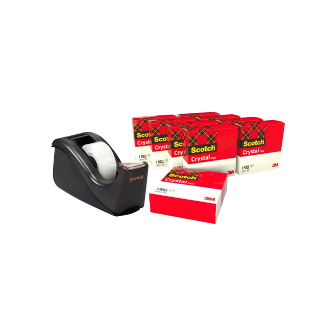 Plakband Scotch Crystal 600 19mmx33m transparant + gratis C60 plakbandhouder