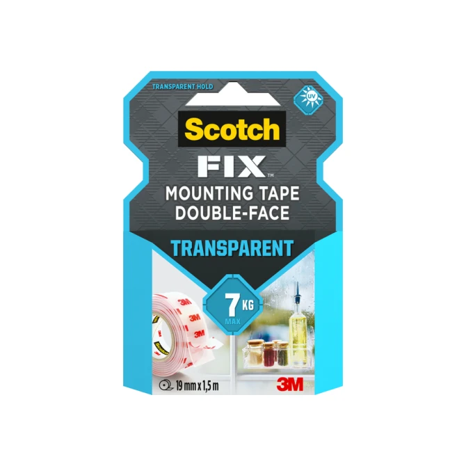 Plakband Scotch dubbelzijdig 19mmx1.5m transparant
