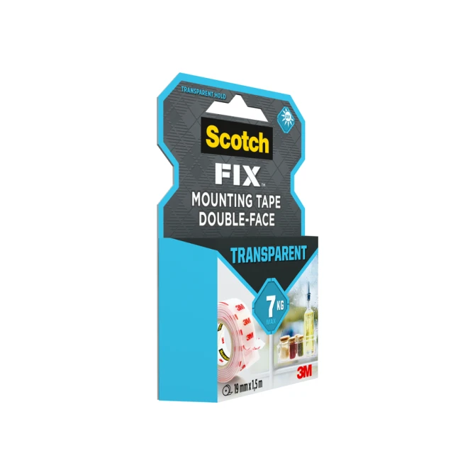 Plakband Scotch dubbelzijdig 19mmx1.5m transparant