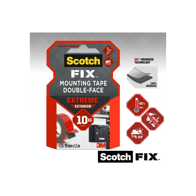 Plakband Scotch Extreme Exterior 19mm x 1,5m dubbelzijdig