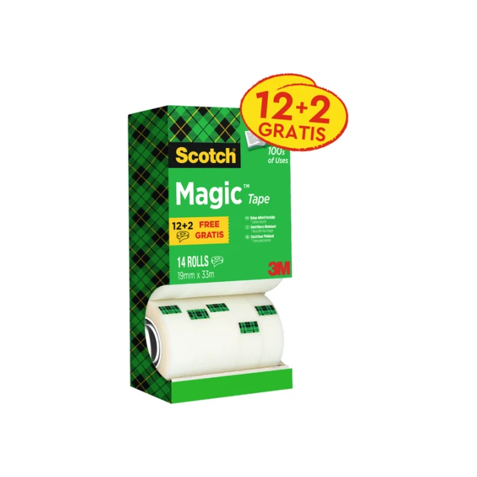 Plakband Scotch Magic 810 19mmx33m onzichtbaar mat 12+2 gratis