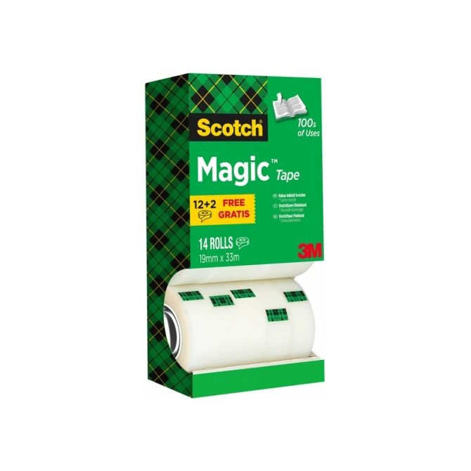 Plakband Scotch Magic 810 19mmx33m onzichtbaar mat 12+2 gratis