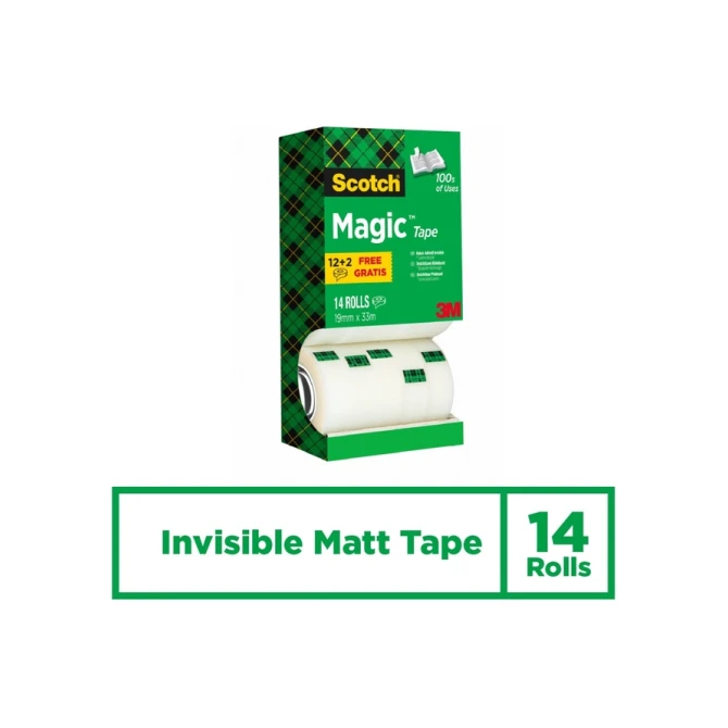 Plakband Scotch Magic 810 19mmx33m onzichtbaar mat 12+2 gratis