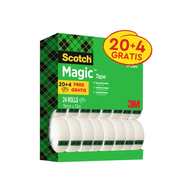 Plakband Scotch Magic 810 19mmx33m onzichtbaar mat 20+4 gratis