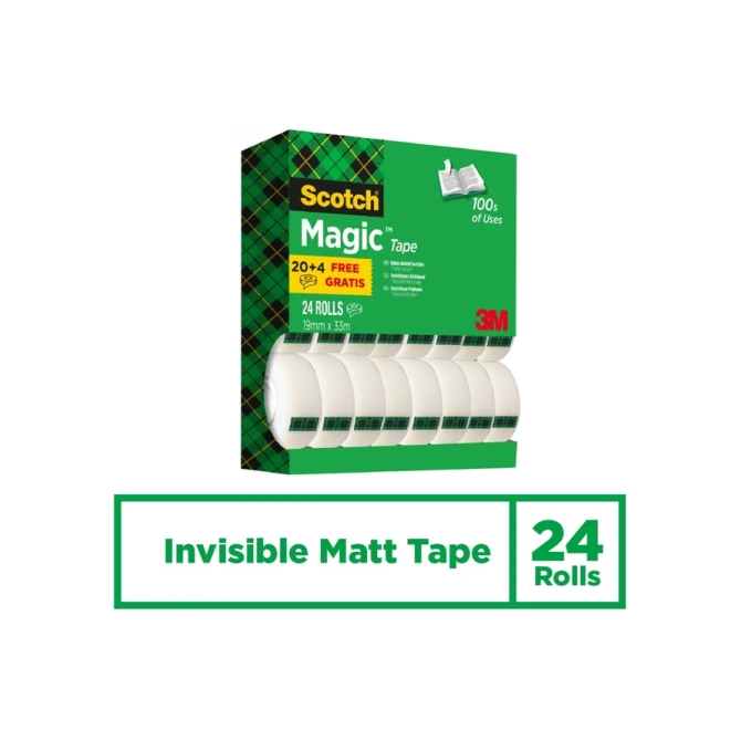 Plakband Scotch Magic 810 19mmx33m onzichtbaar mat 20+4 gratis