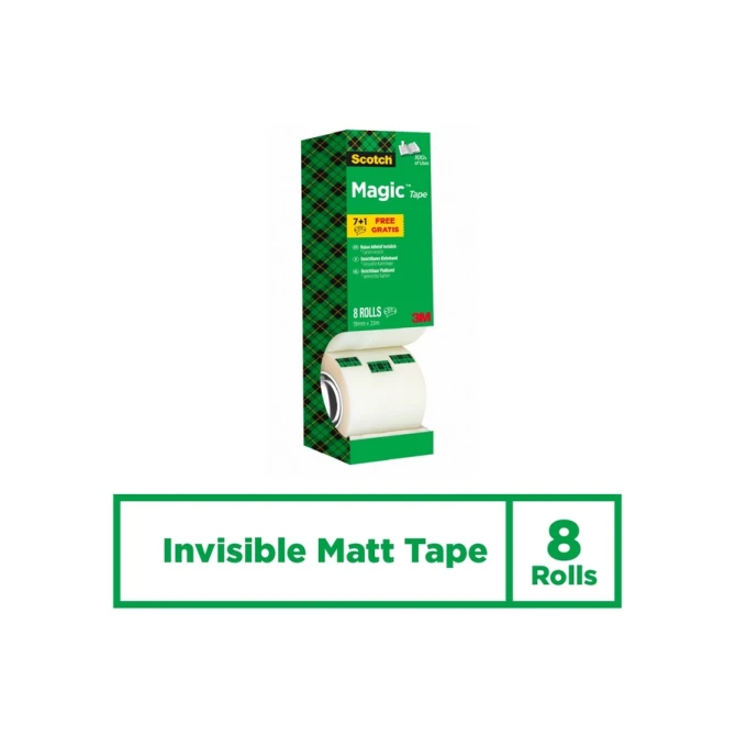 Plakband Scotch Magic 810 19mmx33m onzichtbaar mat 7+1 gratis