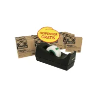 Plakband Scotch Magic 810 19mmx33m transparant 14 rollen + plakbandhouder zwart