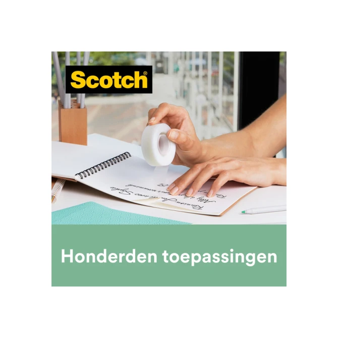Plakband Scotch Magic 810 19mmx33m transparant 14 rollen + plakbandhouder zwart