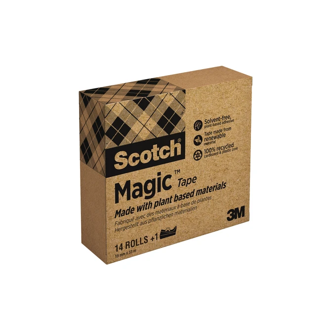 Plakband Scotch Magic 810 19mmx33m transparant 14 rollen + plakbandhouder zwart