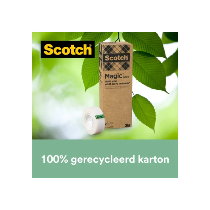 Plakband Scotch Magic 900 19mmx33m onzichtbaar mat 9 rollen