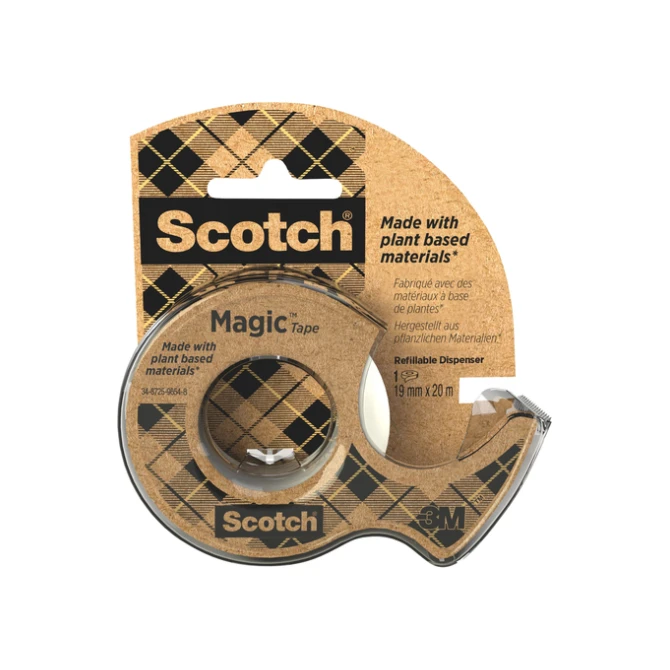 Plakband Scotch Magic 919 19mmx20m transparant + gerecyclede afroller