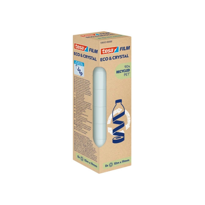Plakband Tesa eco&crystal 59043 19mmx10m transparant 8 rollen