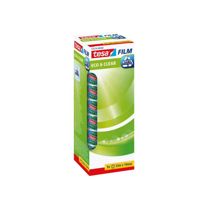 Plakband tesafilm® eco & clear 33mx19mm transparant  8 rollen