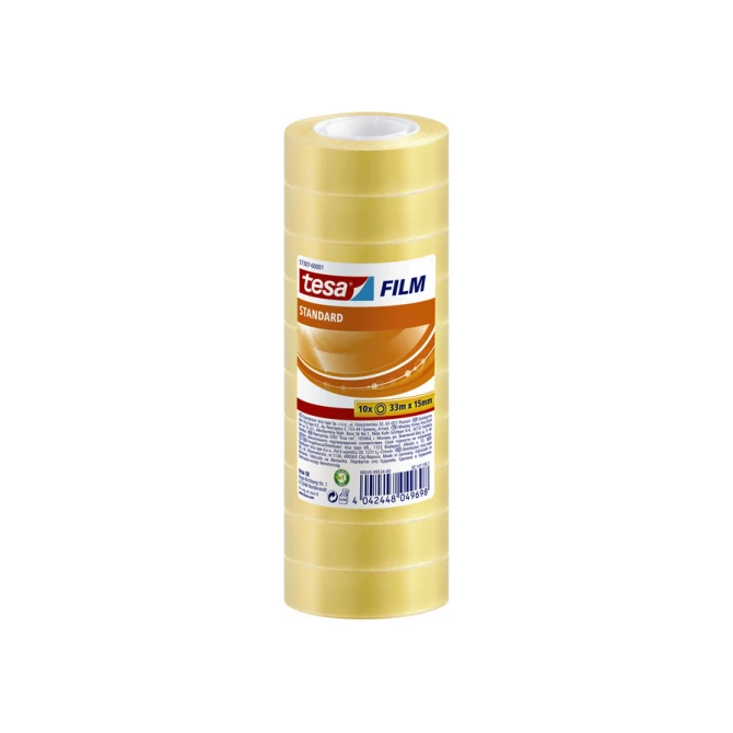Plakband tesafilm® Standaard 33mx15mm krimp transparant 10 rollen